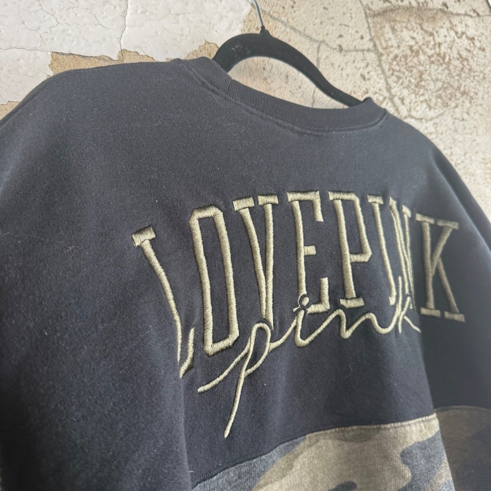 Victorias Secret PINK Sweatshirt Camo Colorblock Oversized Crewneck Y2K Women XS - Picture 6 of 10